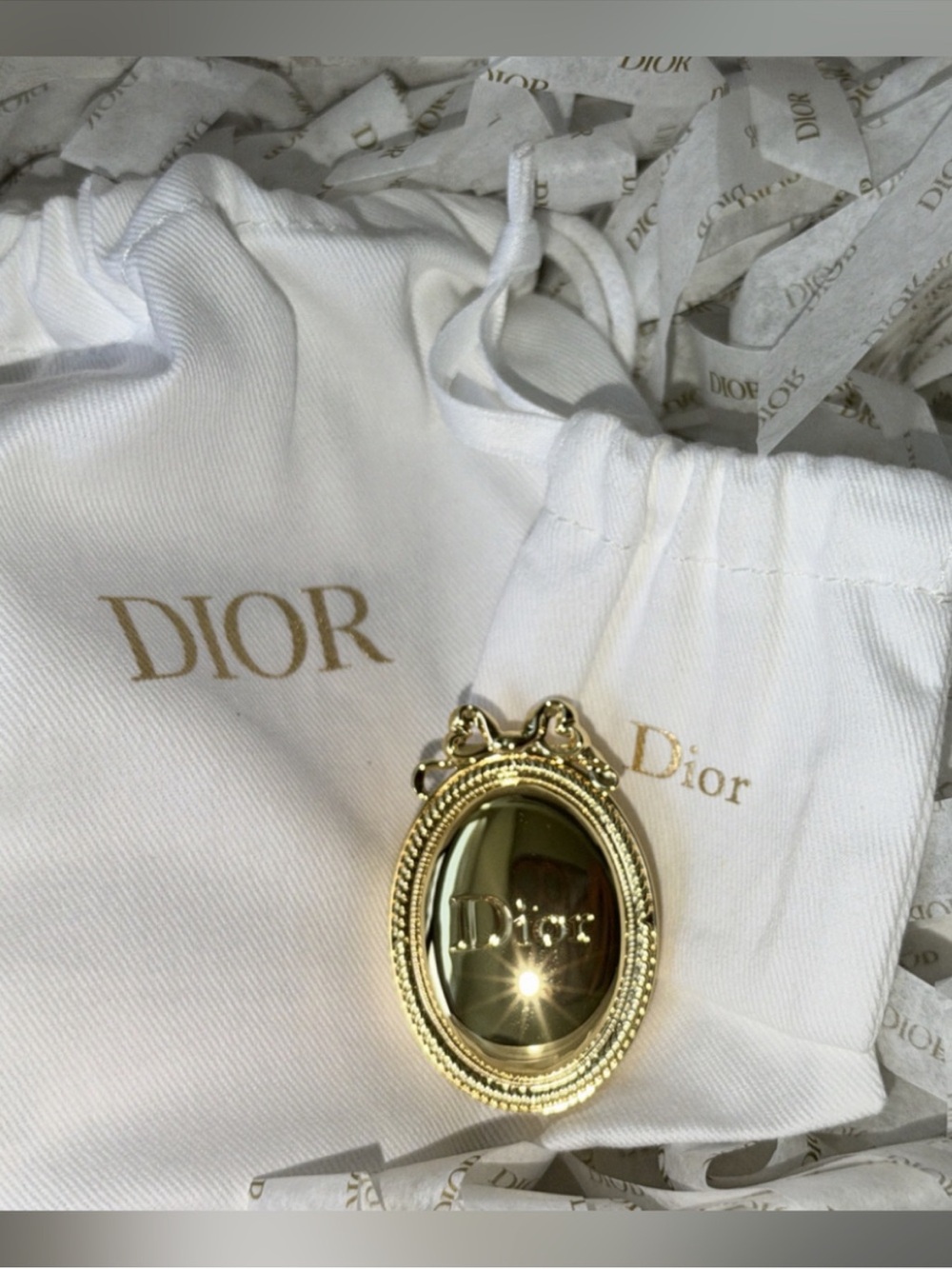 Dior Gold Oval Embossed Compact Mirror